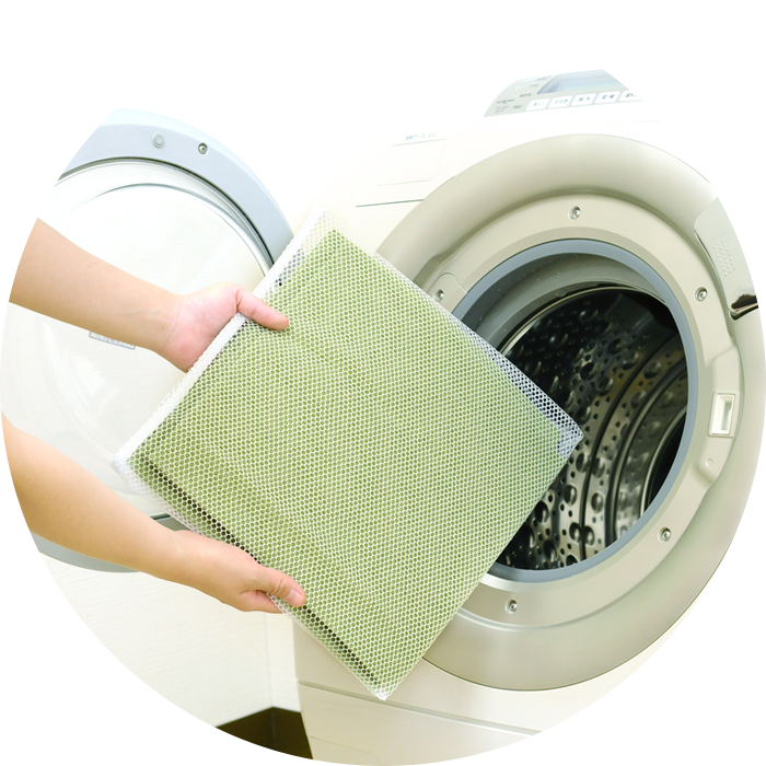 ネットに入れて洗濯機で洗ってくりかえし使える