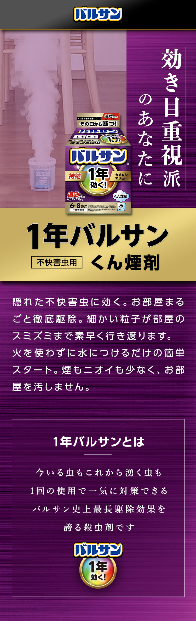 1年バルサン くん煙剤 燻煙剤 ワンプッシュ スプレー