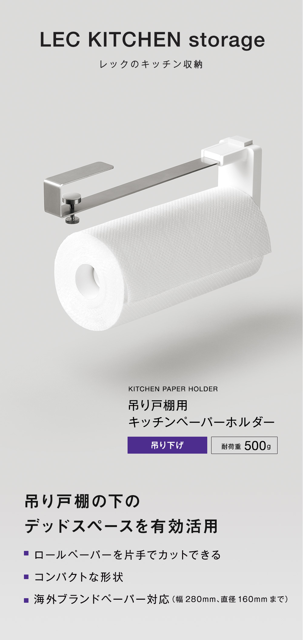 吊り戸棚用 ラック 吊り下げタイプ 耐荷重2kg