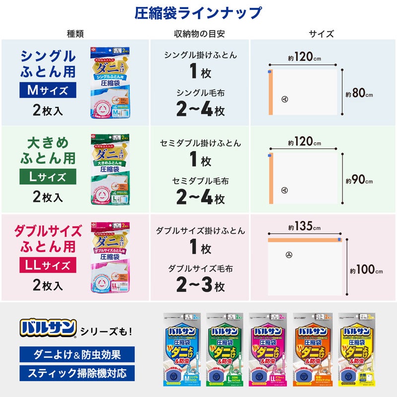 防ダニ ふとん圧縮袋 ダブル用 2枚入 | レック公式オンラインショップ