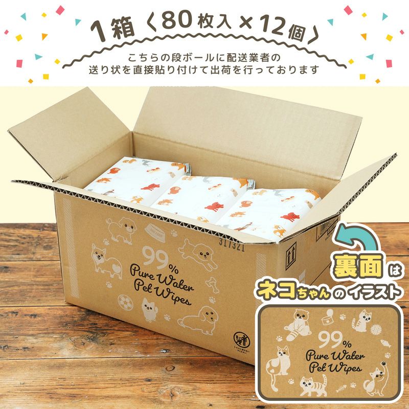 水99% ペット用ウェットシート 80枚 12個入 (960枚) ネット限定