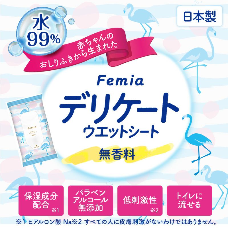 Femia デリケート ウェットシート 無香料 20枚入×2個 | レック公式