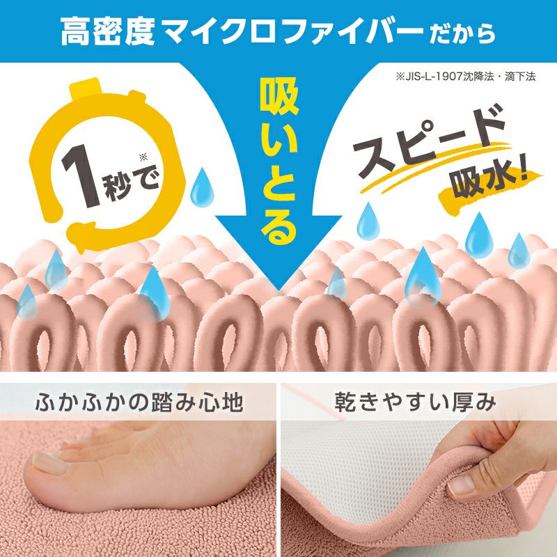 激落ちくん 瞬間 吸水 バスマット Sサイズ ピンク | レック公式