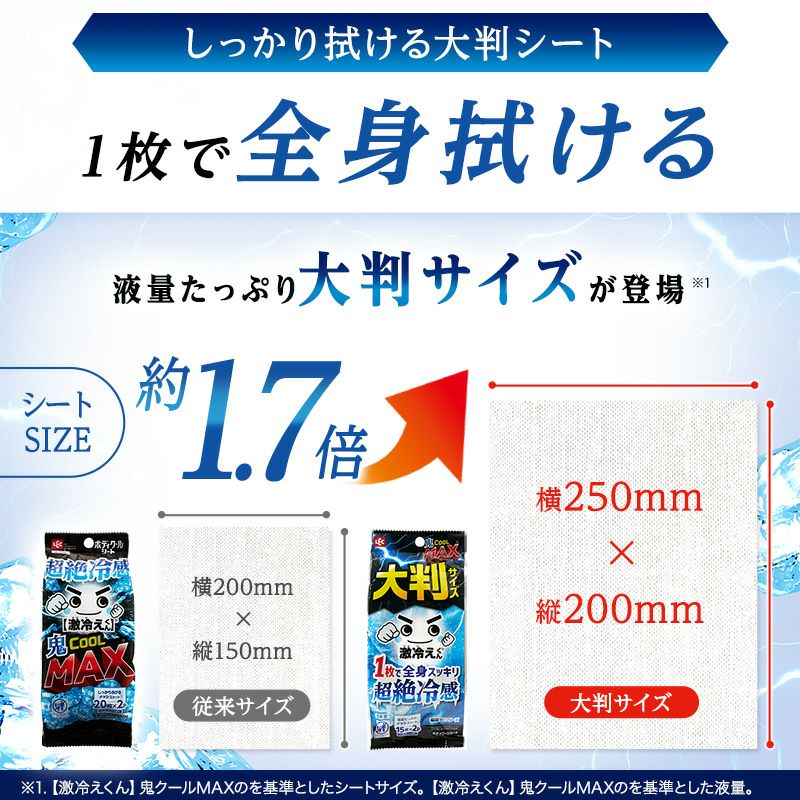 ボディクールシート 鬼クールMAX 液量たっぷり 大判 15枚入x2個