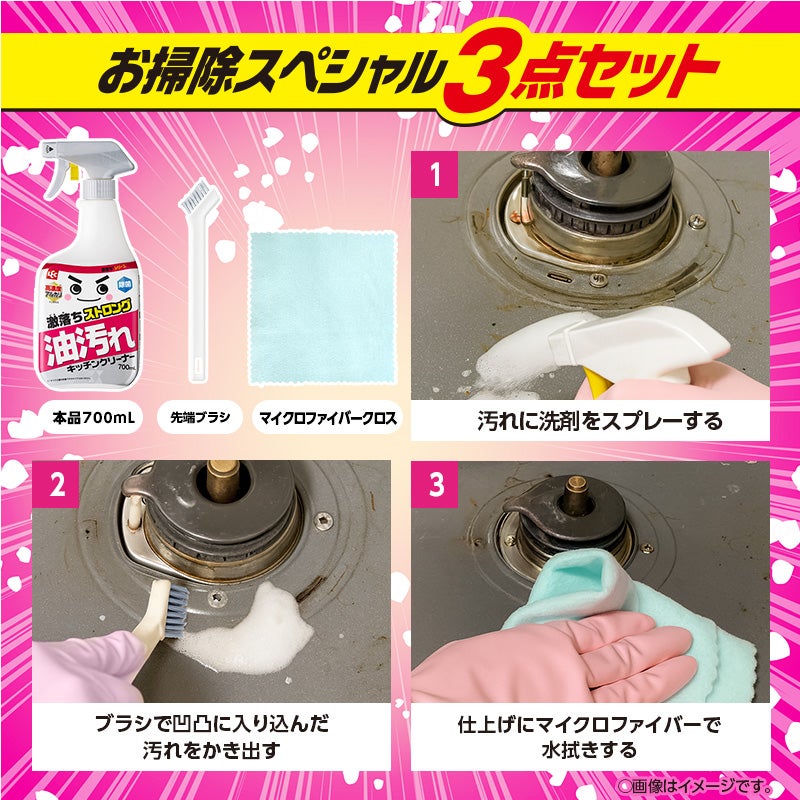 激落ちストロング 油汚れ用洗剤 700mL 道具セット