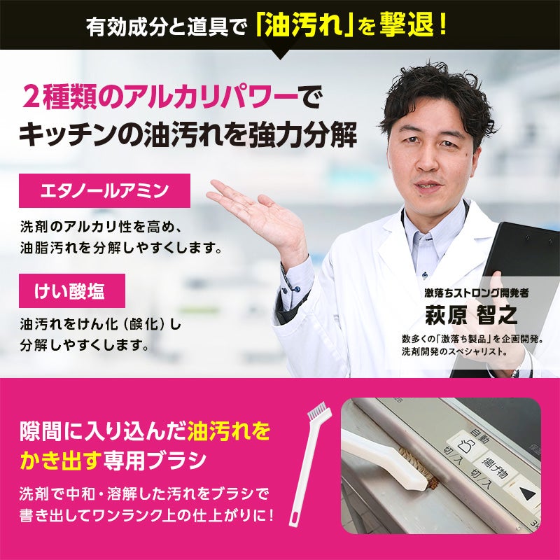 激落ちストロング 油汚れ用洗剤 700mL 道具セット