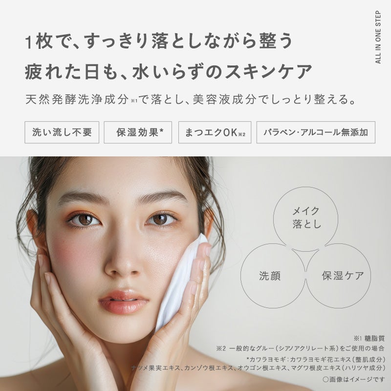 1枚で、すっきり落としながら整う 疲れた日も、水いらずのスキンケア