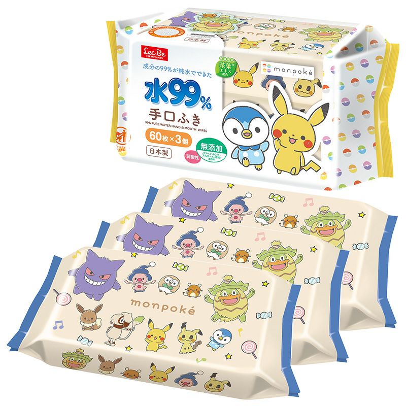 モンポケ 手口ふき 水99% 60枚 3個入 | レック公式オンラインショップ
